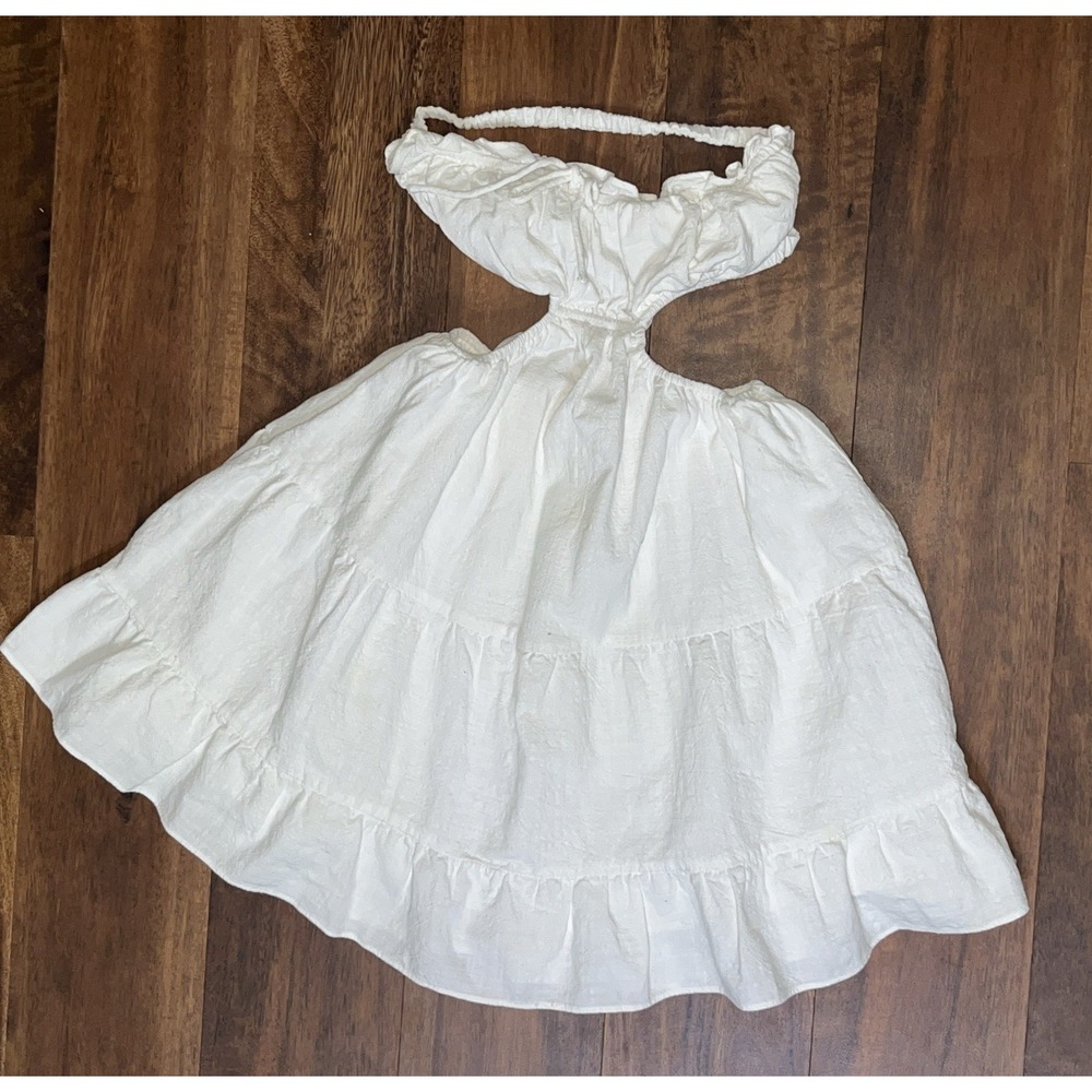 SABO White Cotton Cut-Out Mini Dress Strapless Womens Size XS NEW